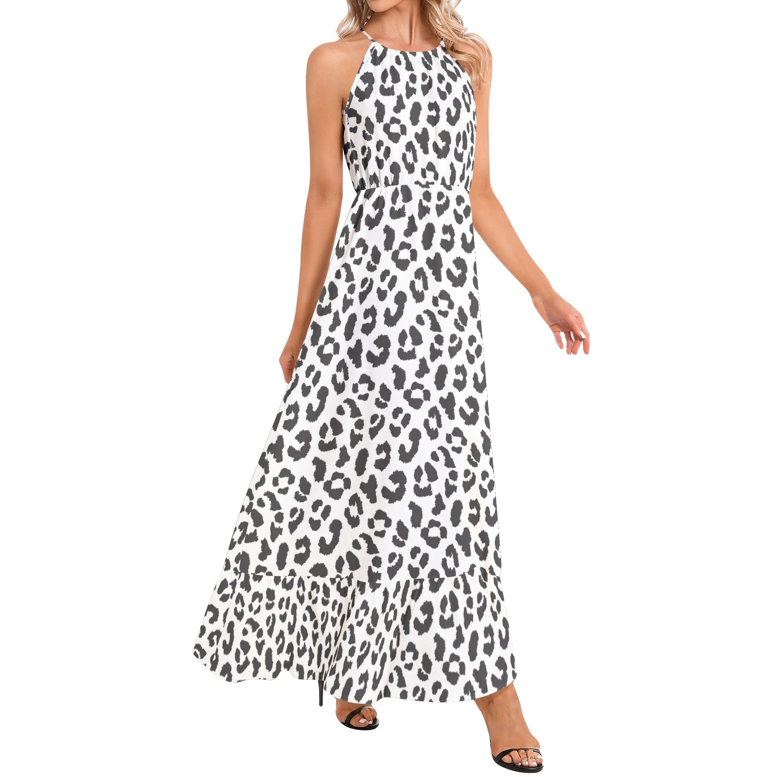 Leopard Print Maxi Dress | Black & White