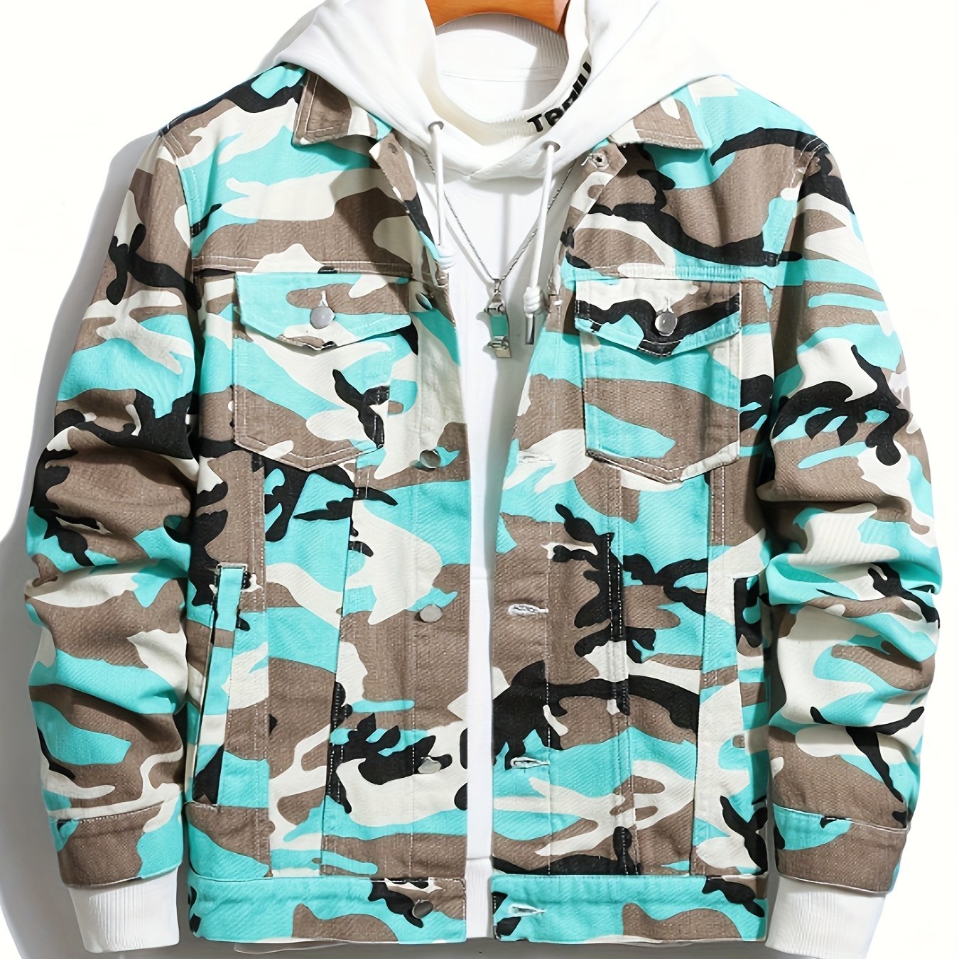 Men's Stylish Camouflage Print Denim Jacket