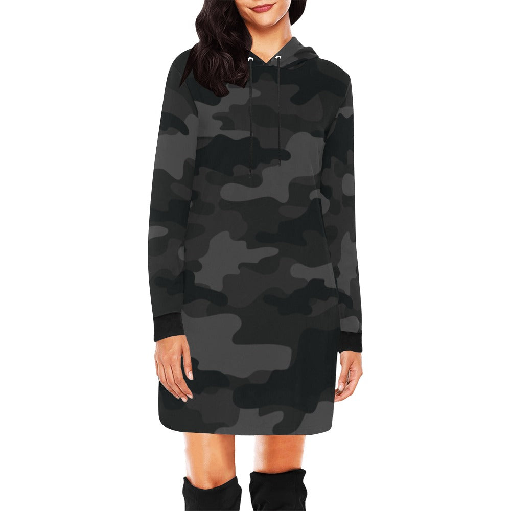 Camo Hoodie Dress | Black Camouflage