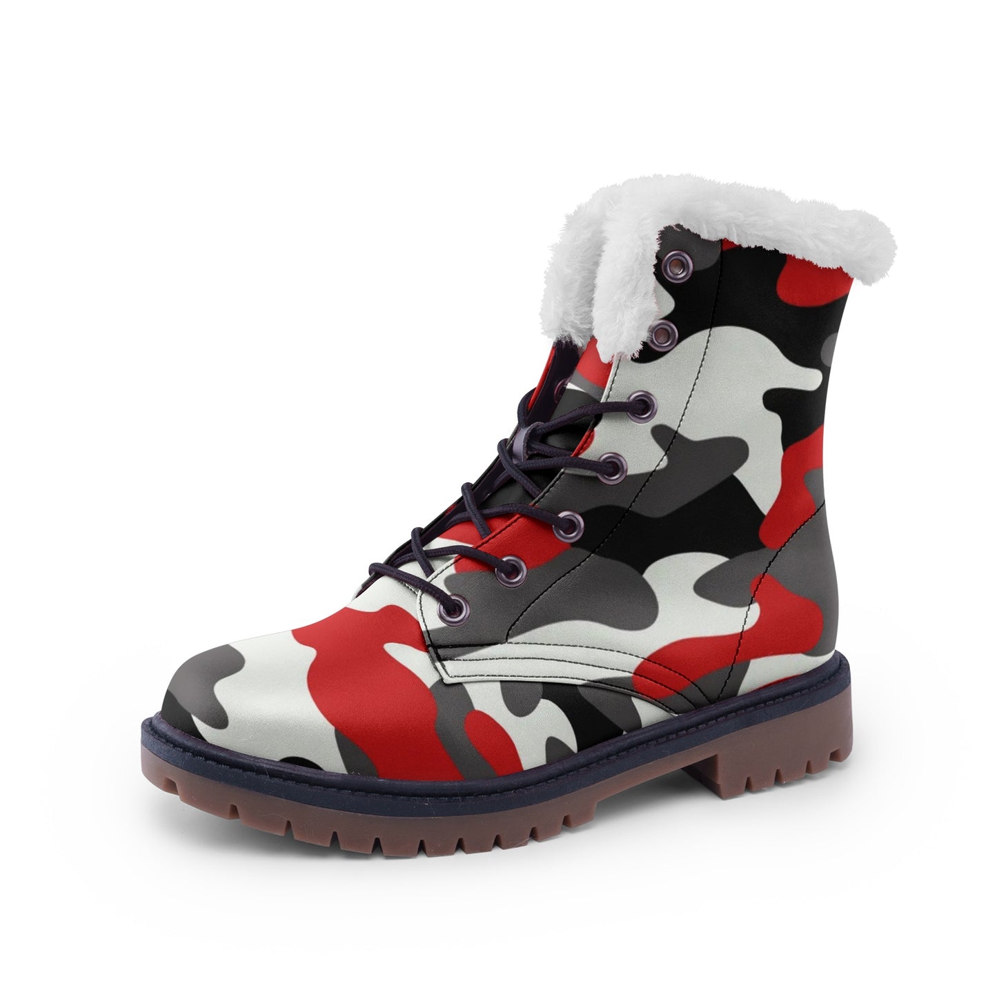 Snow Camo Boots | Red, Black, and White Camouflage