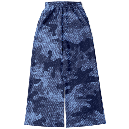 Camo Wide Leg Pants | Blue Denim Camouflage