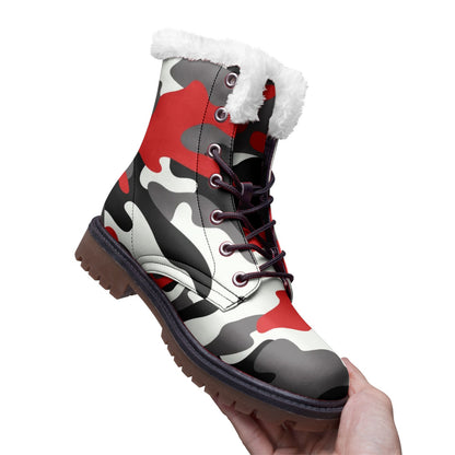 Snow Camo Boots | Red, Black, and White Camouflage