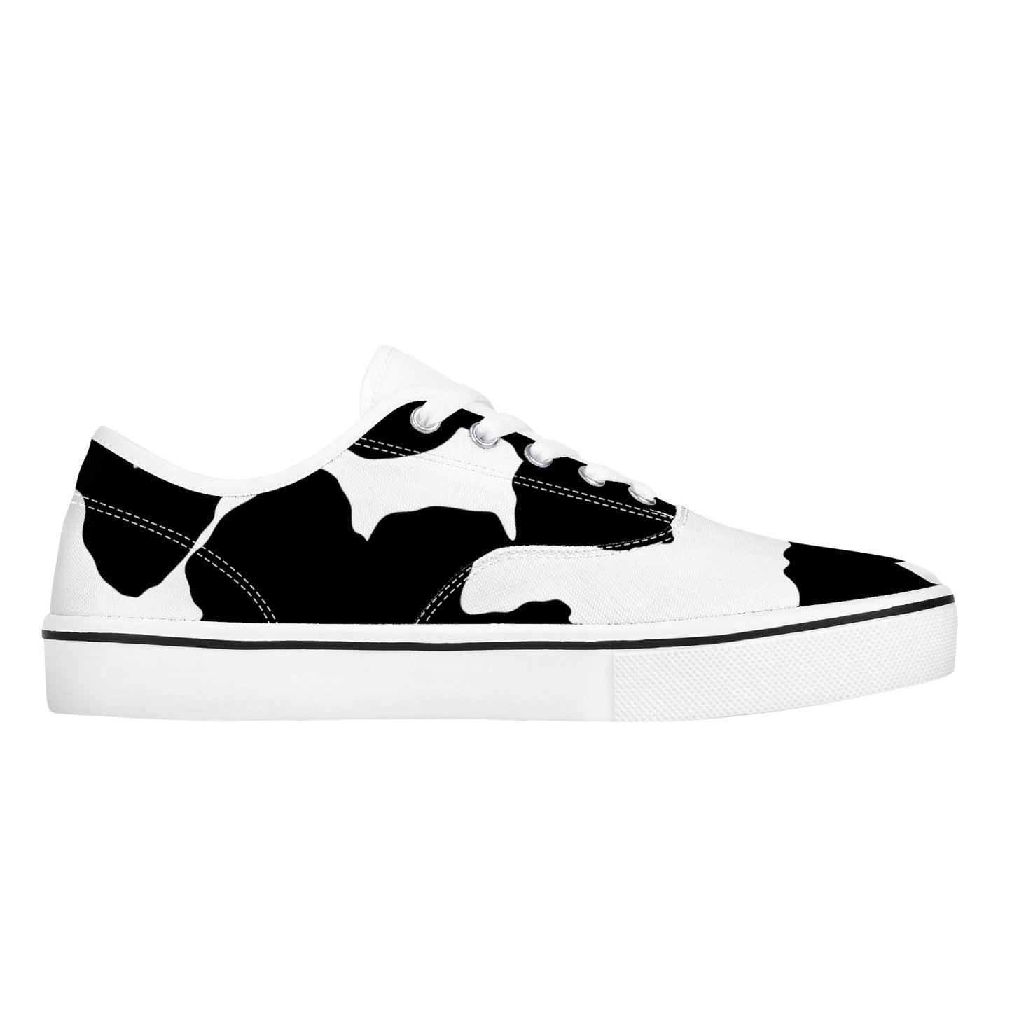 Camo Skate Shoes | Black & White Cow Print