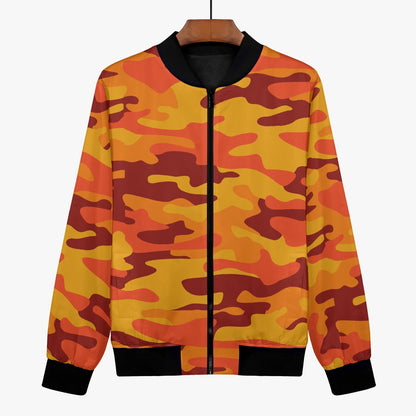 Women's Camo Bomber Jacket | Orange and Red Camouflage