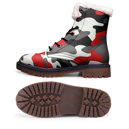 Snow Camo Boots | Red, Black, and White Camouflage