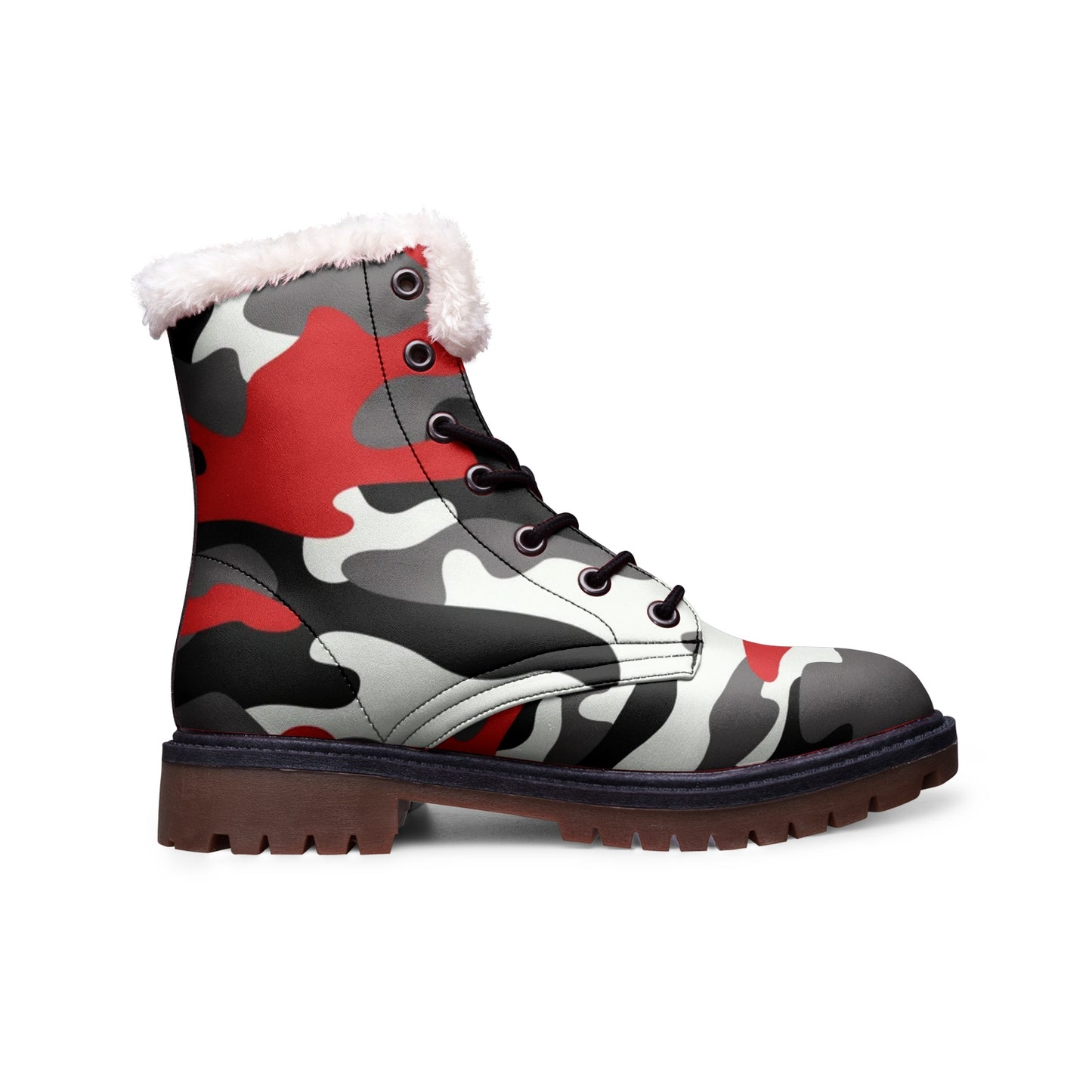 Snow Camo Boots | Red, Black, and White Camouflage