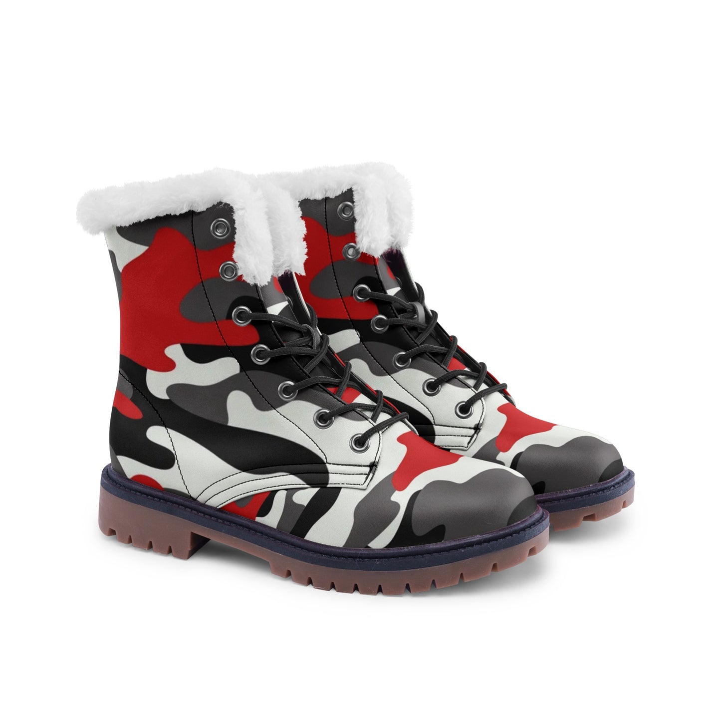 Snow Camo Boots | Red, Black, and White Camouflage