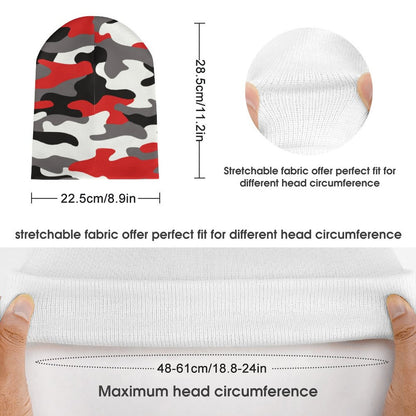 Camo Beanie | Red, Black & White Camouflage