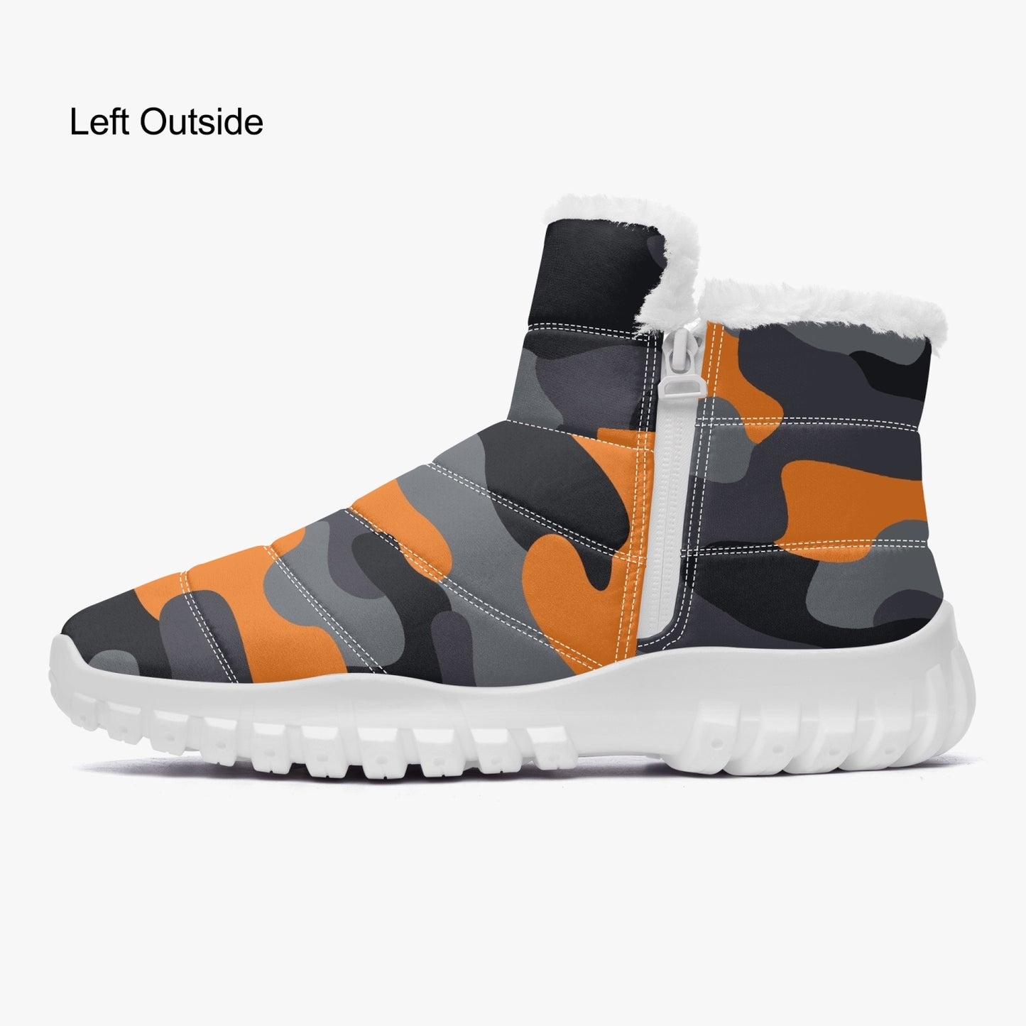 Camo Boots | Cotton-pad Fur Zipper Up | Orange, Black & Gray