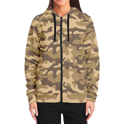 Zip-Up Hoodie | Khaki Camouflage