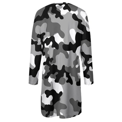 Camo Shirt | Loose Fit Long Sleeves | Black, White, & Gray