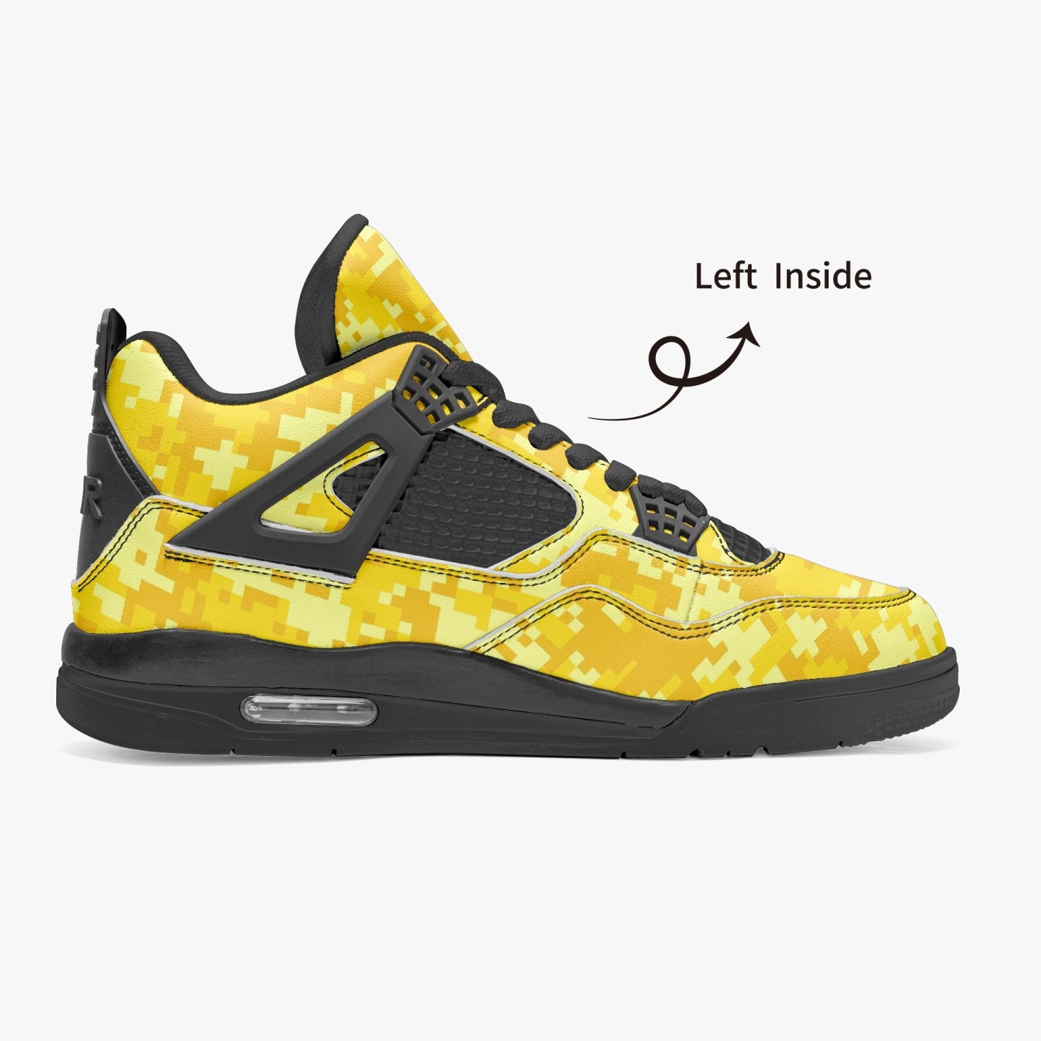 Yellow Camo Jordans AJ4 | Digital Pixel Camouflage