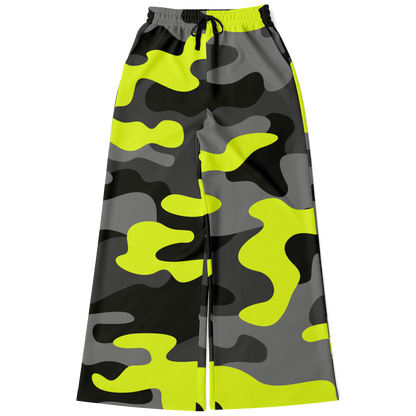 Camo Wide Leg Pants | Black, Gray & Yellow Camouflage