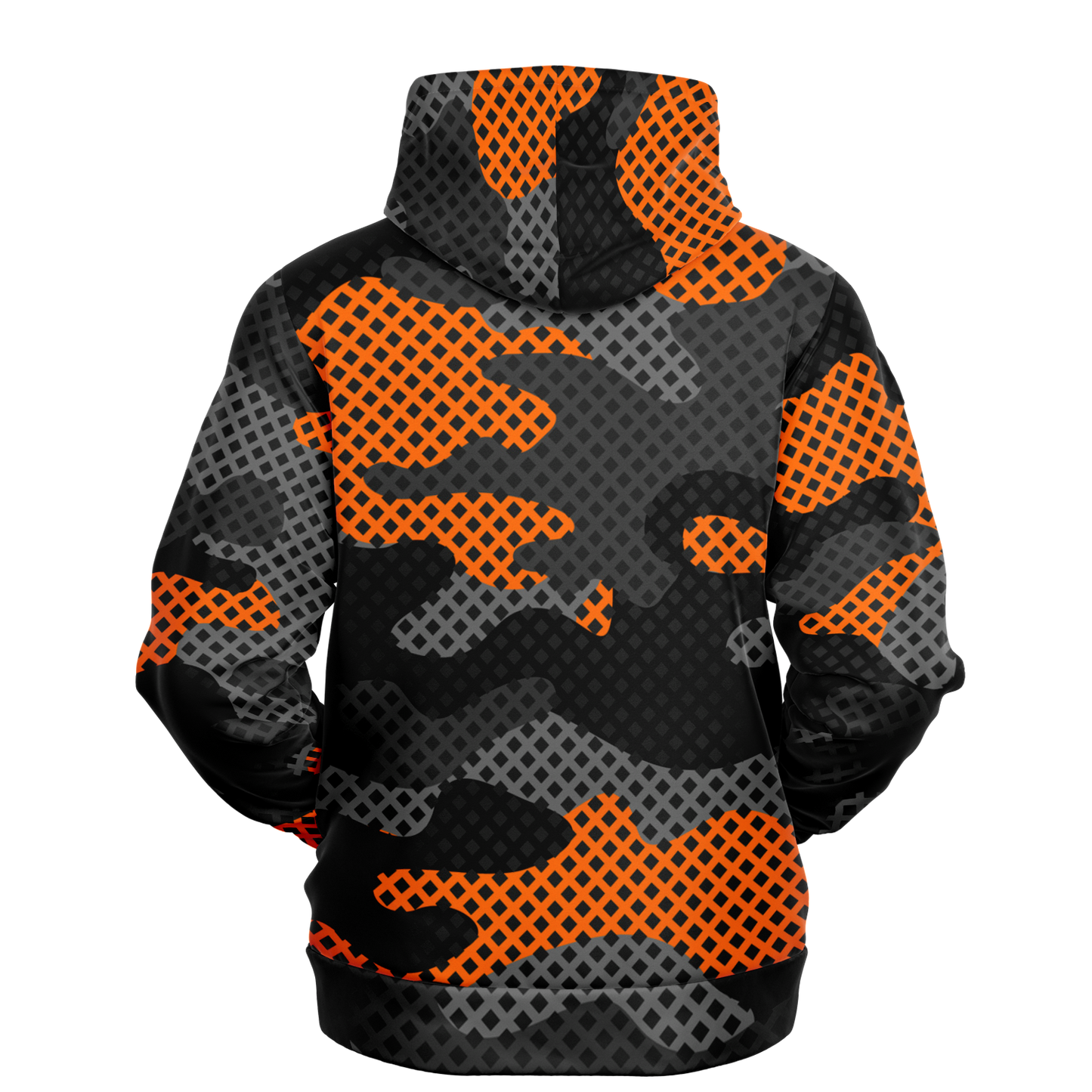 Camo Hoodie | Black & Orange Pixel Camouflage Pullover