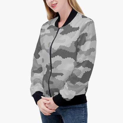 Women's Camo Bomber Jacket | Digital Gray Camouflage