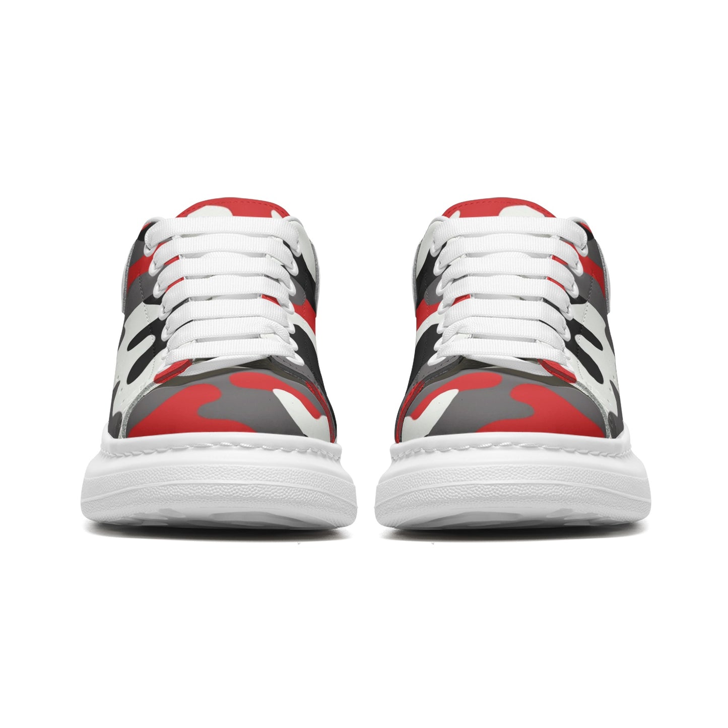 Oversized McQueen Sneakers | Red, Black, and White Camouflage