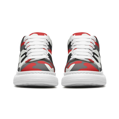 Oversized McQueen Sneakers | Red, Black, and White Camouflage