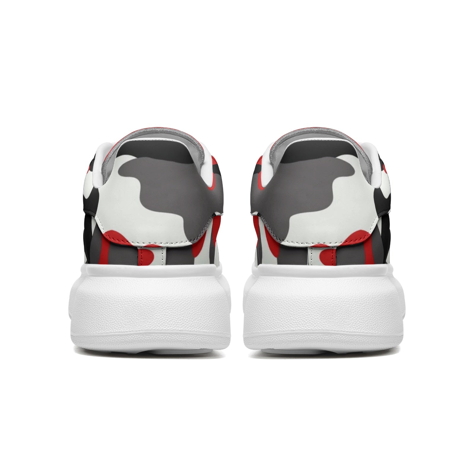 Oversized McQueen Sneakers | Red, Black, and White Camouflage