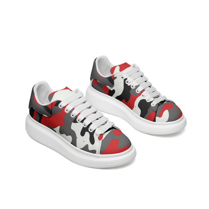 Oversized McQueen Sneakers | Red, Black, and White Camouflage