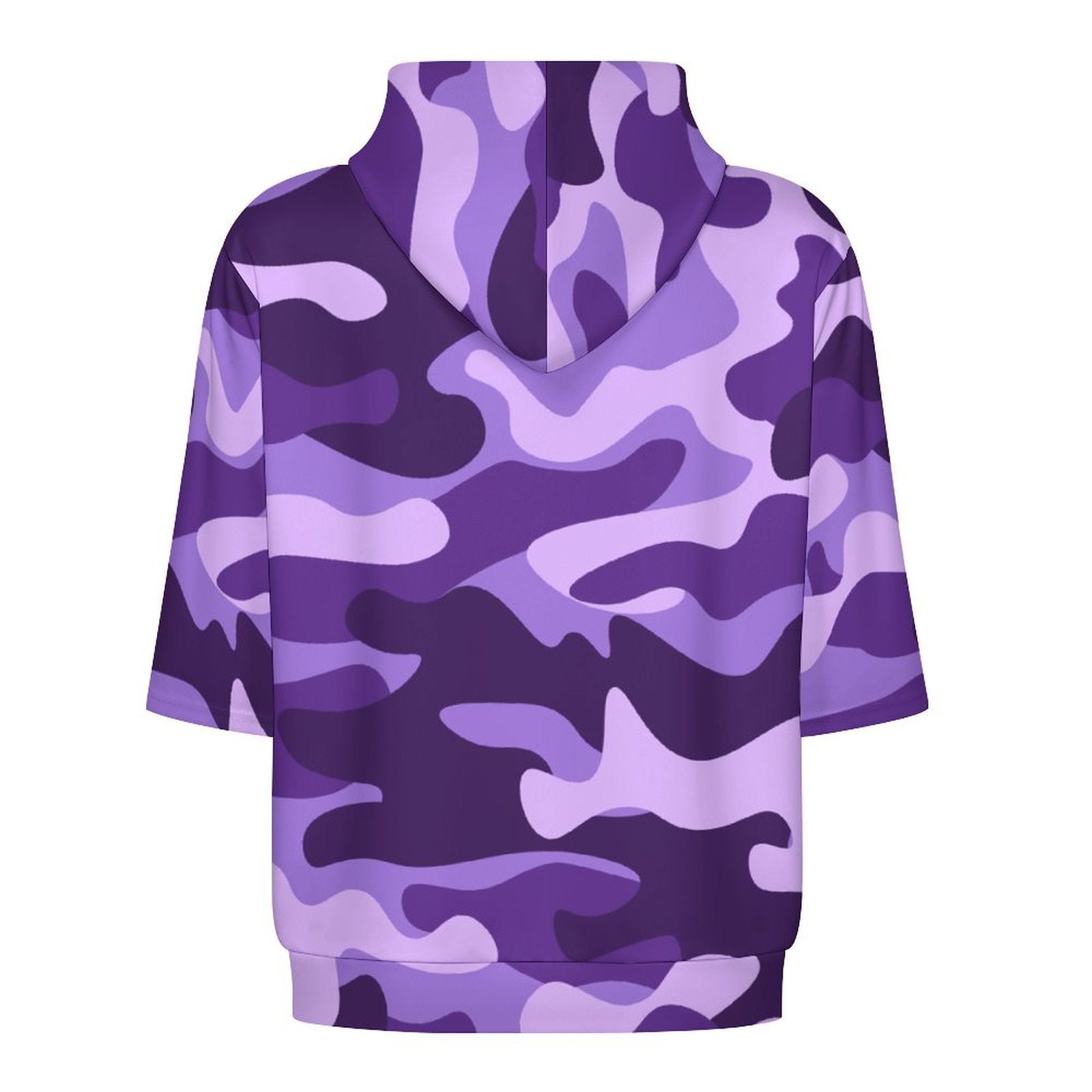 Short Sleeve Hoodie | Purple, Blue & Mauve Camouflage