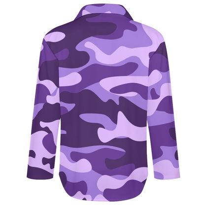 Women's Button-Up Camo Shirt | Purple, Blue & Mauve