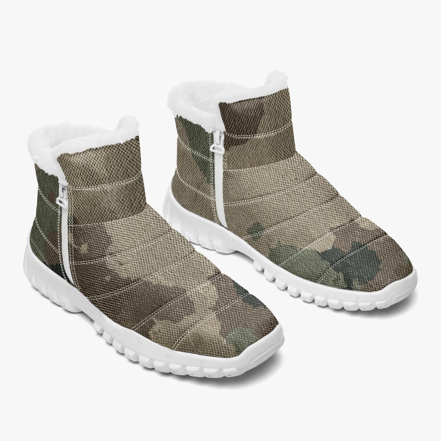 Camo Boots | Cotton-pad Fur Zipper Up | Dirty Brown