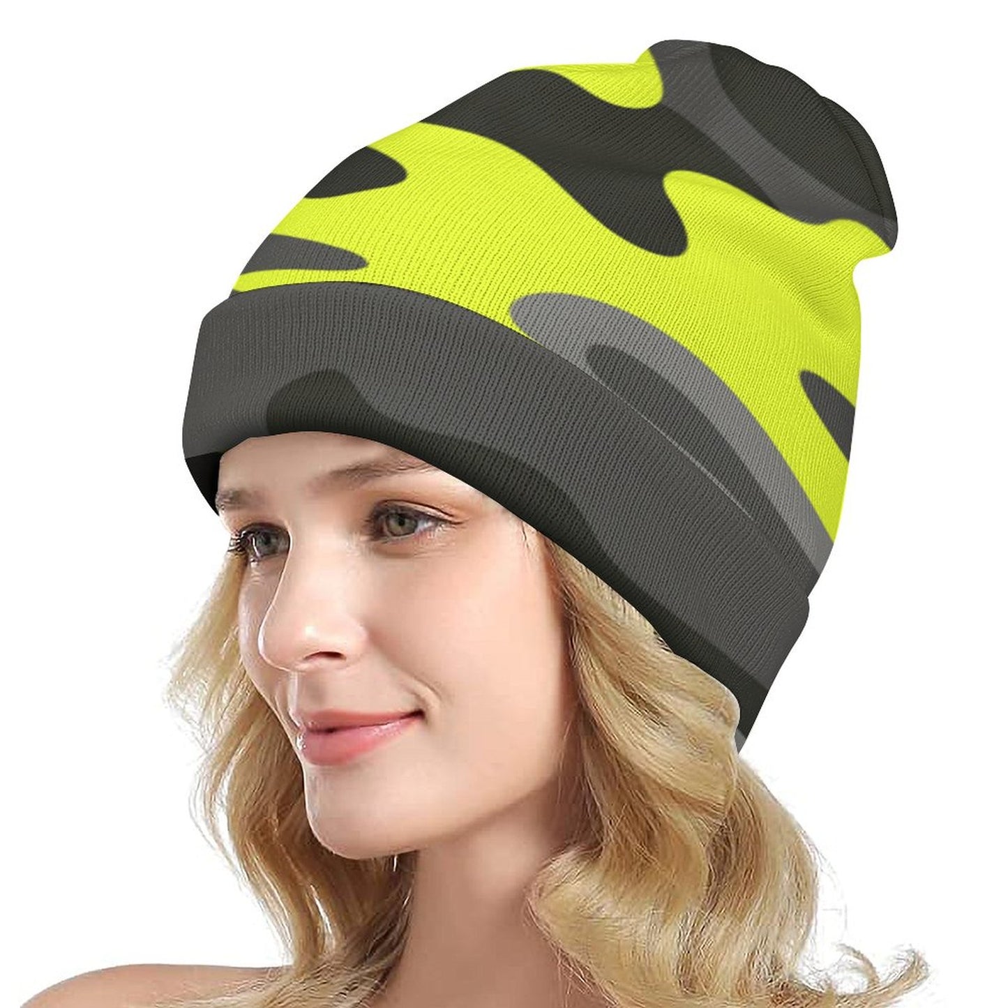 Camo Beanie | Black, Gray & Yellow Camouflage