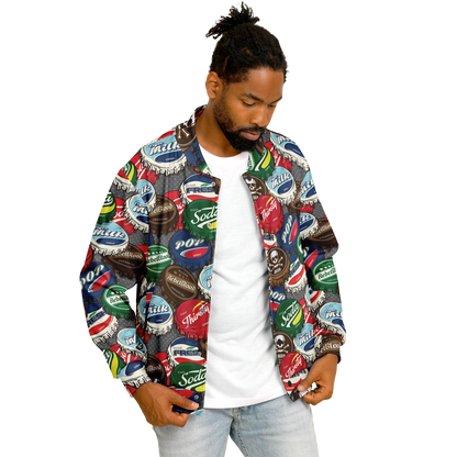 Baseball Jacket | Pop Art Bottle Caps | Heavyweight Coat