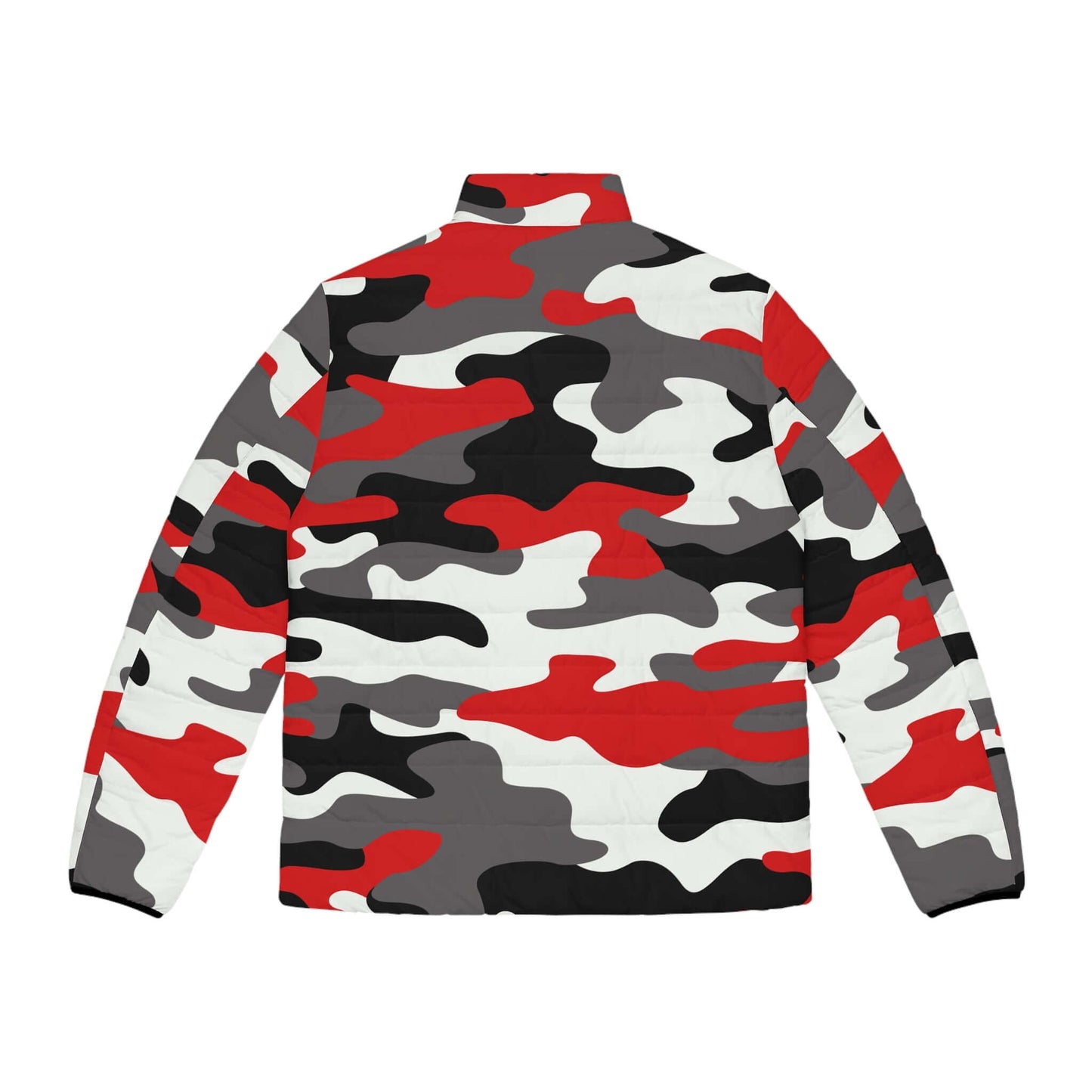 Men's Camo Puffer Jacket | Red, Black & White Camouflage