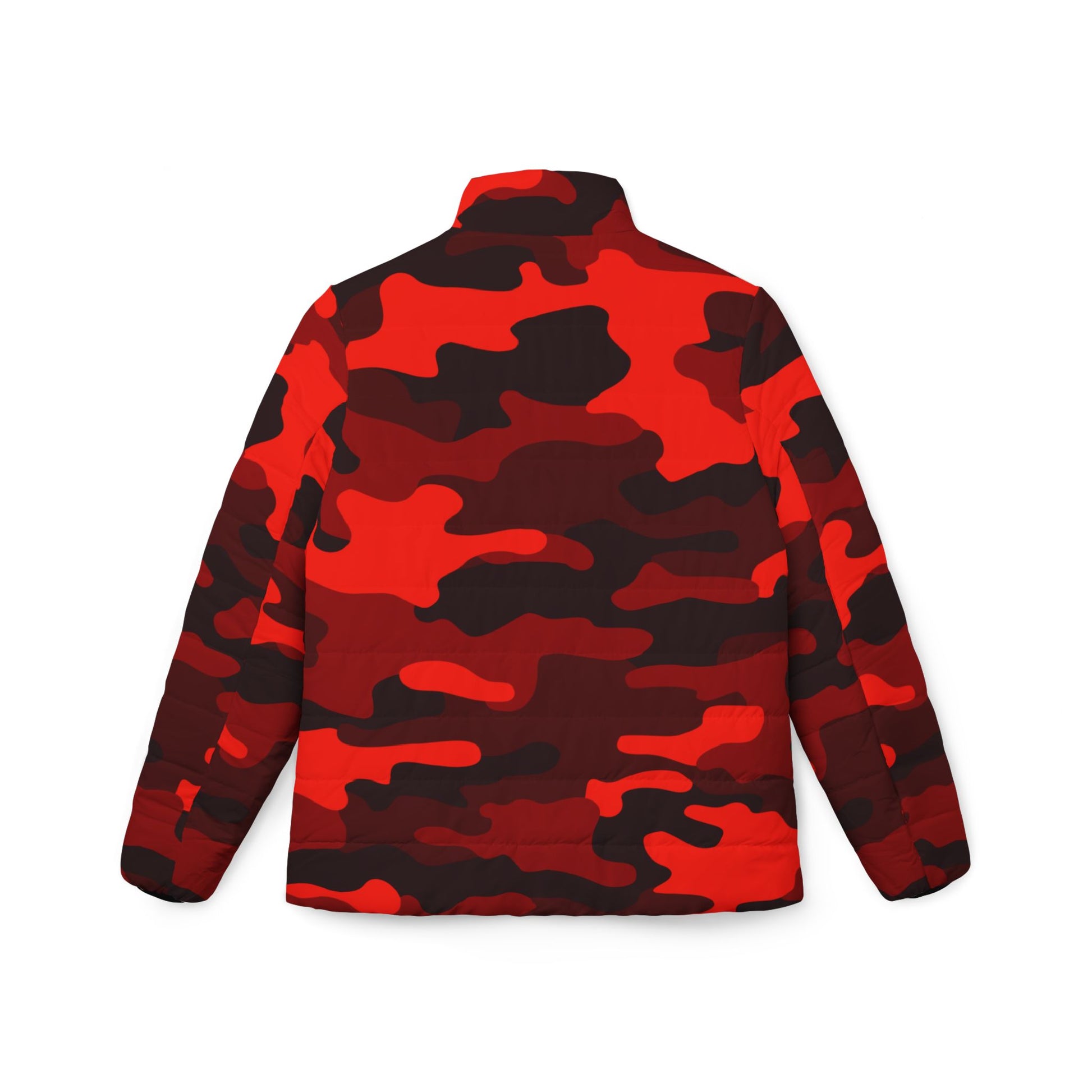 Women’s Camo Puffer Jacket | Scarlet Red & Black Camouflage