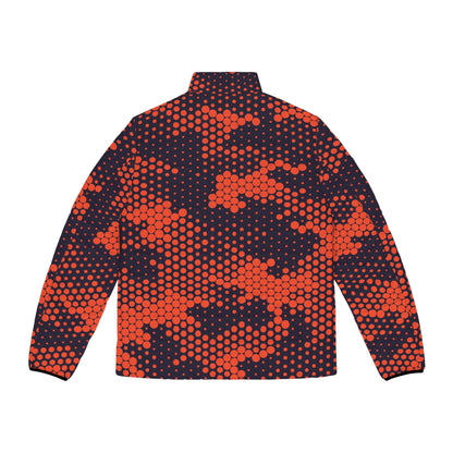 Camo Puffer Jacket | Orange & Blue Digital Camouflage