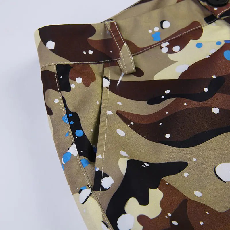 My Way Splatter Camouflage Wide Leg Cargo Pants