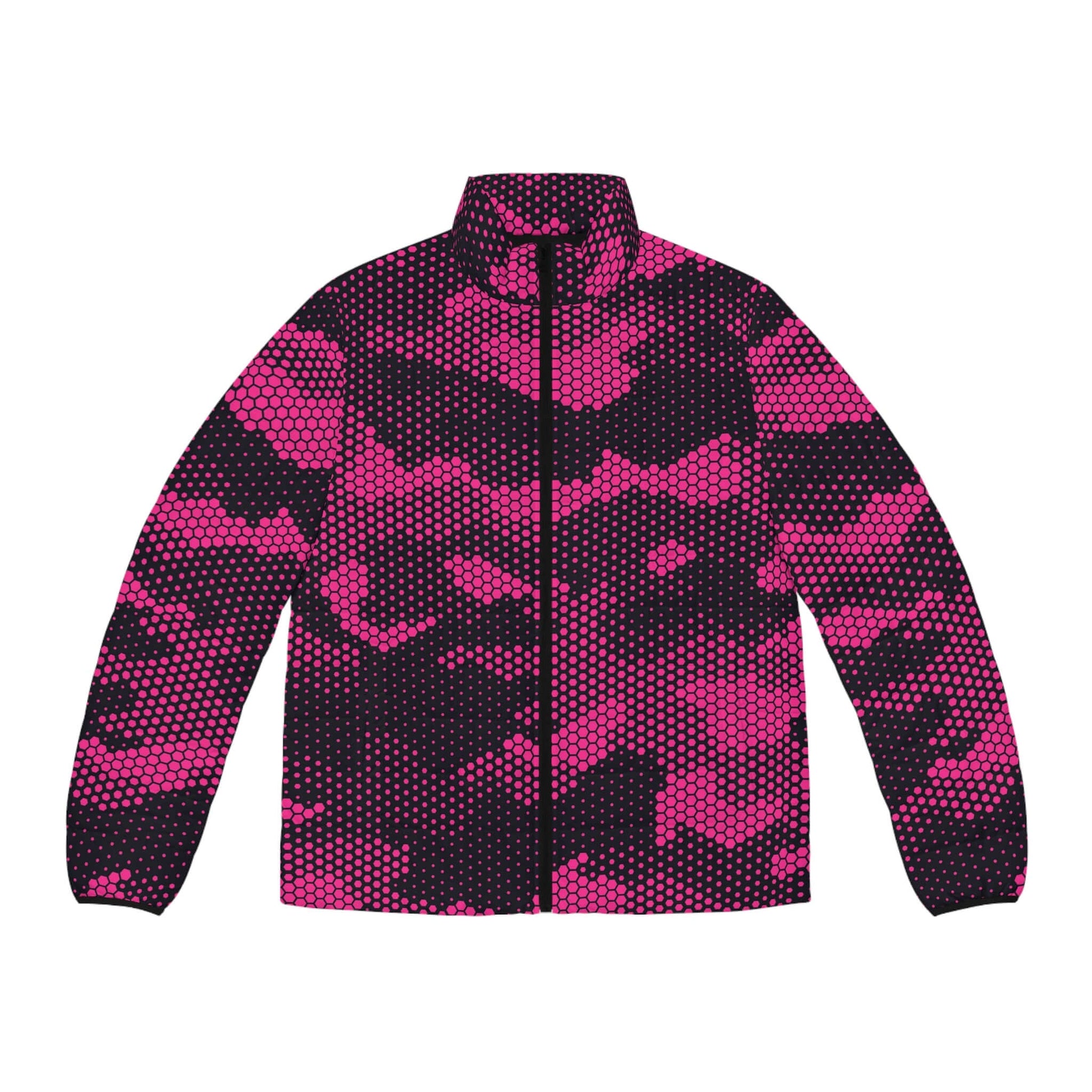 Camo Puffer Jacket | Pink Digital Dotted Hexagonal