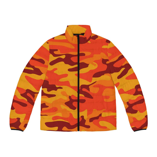 Men's Camo Puffer Jacket | Orange & Red