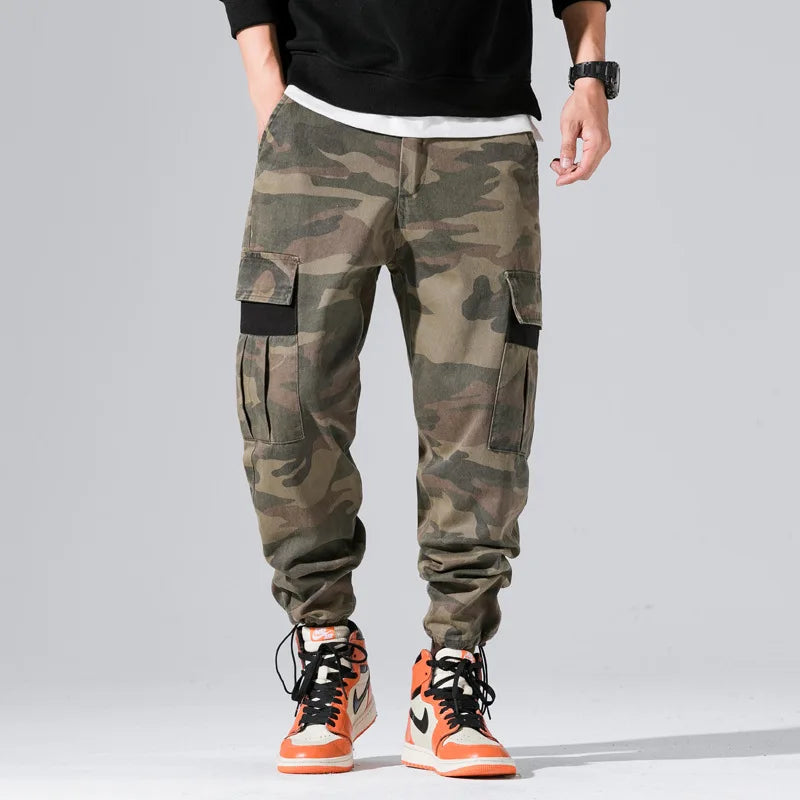 Camo Cargo Joggers for Men: Multi-Pocket Hip Hop Harem Pants