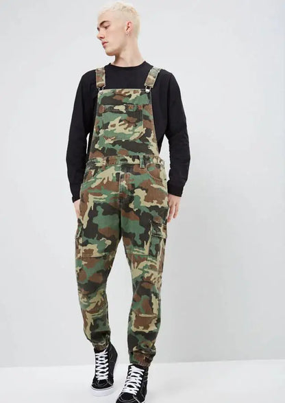 Men's Camouflage Bib Overalls: Camo Combat Jumpsuit for Streetwear