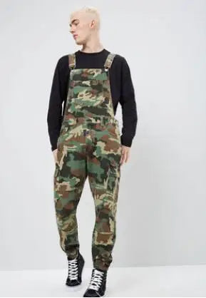 Men's Camouflage Bib Overalls: Camo Combat Jumpsuit for Streetwear