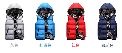 Unisex Camo Hooded Vest: Warm, Sleeveless, Winter Jacket Waistcoat