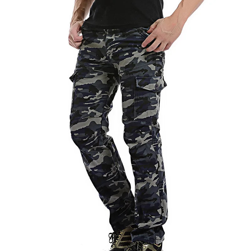 Men's Baggy Camo Cargo Pants: Fleece-Lined Military Style