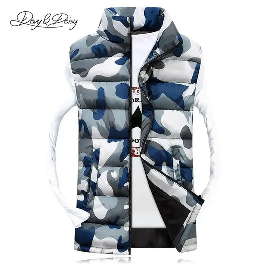 Thick Camouflage Vest for Men | Stand Collar Sleeveless