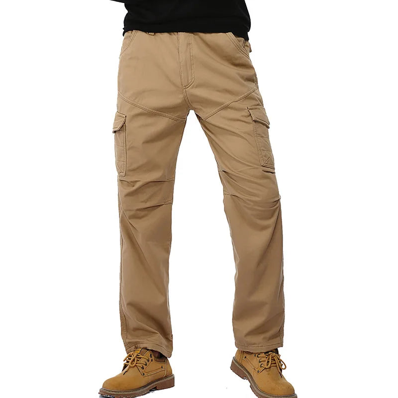 Men's Baggy Camo Cargo Pants: Fleece-Lined Military Style