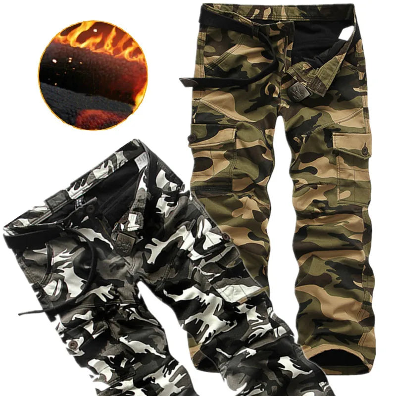 Fleece Cargo Pants For Men | Casual Loose Multi-pocket