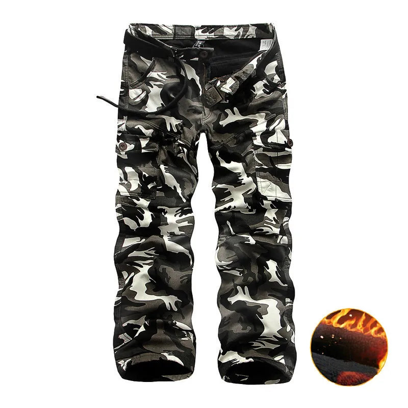 Fleece Cargo Pants For Men | Casual Loose Multi-pocket