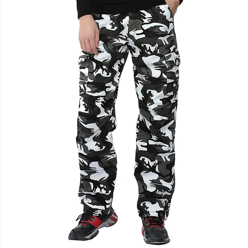 Men's Baggy Camo Cargo Pants: Fleece-Lined Military Style