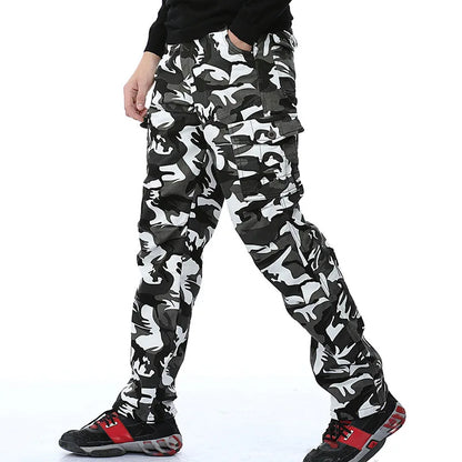 Men's Baggy Camo Cargo Pants: Fleece-Lined Military Style