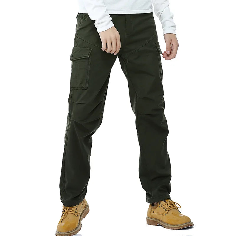 Men's Baggy Camo Cargo Pants: Fleece-Lined Military Style