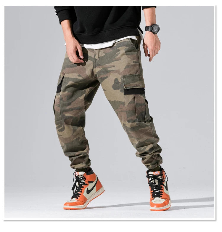 Camo Cargo Joggers for Men: Multi-Pocket Hip Hop Harem Pants