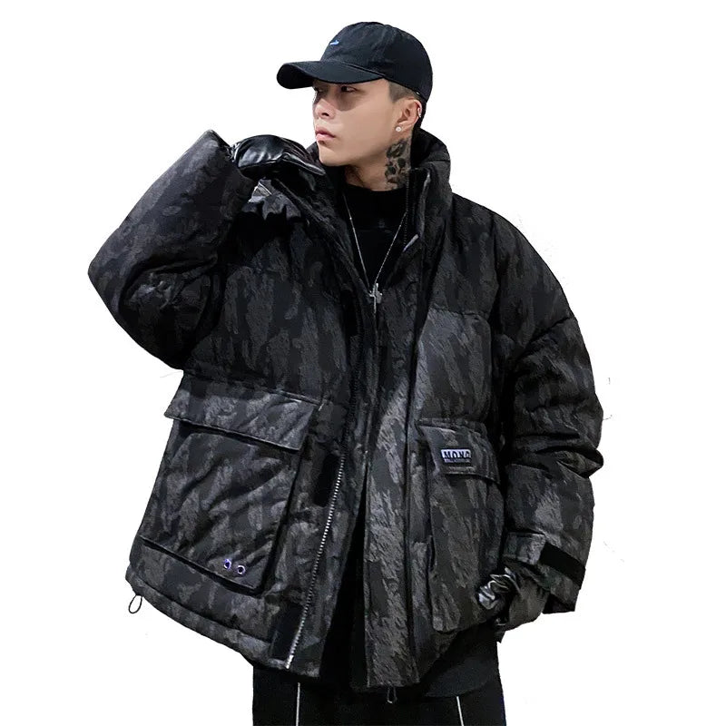 Men's Stand Collar Down Jacket | White Duck Puffer Coat