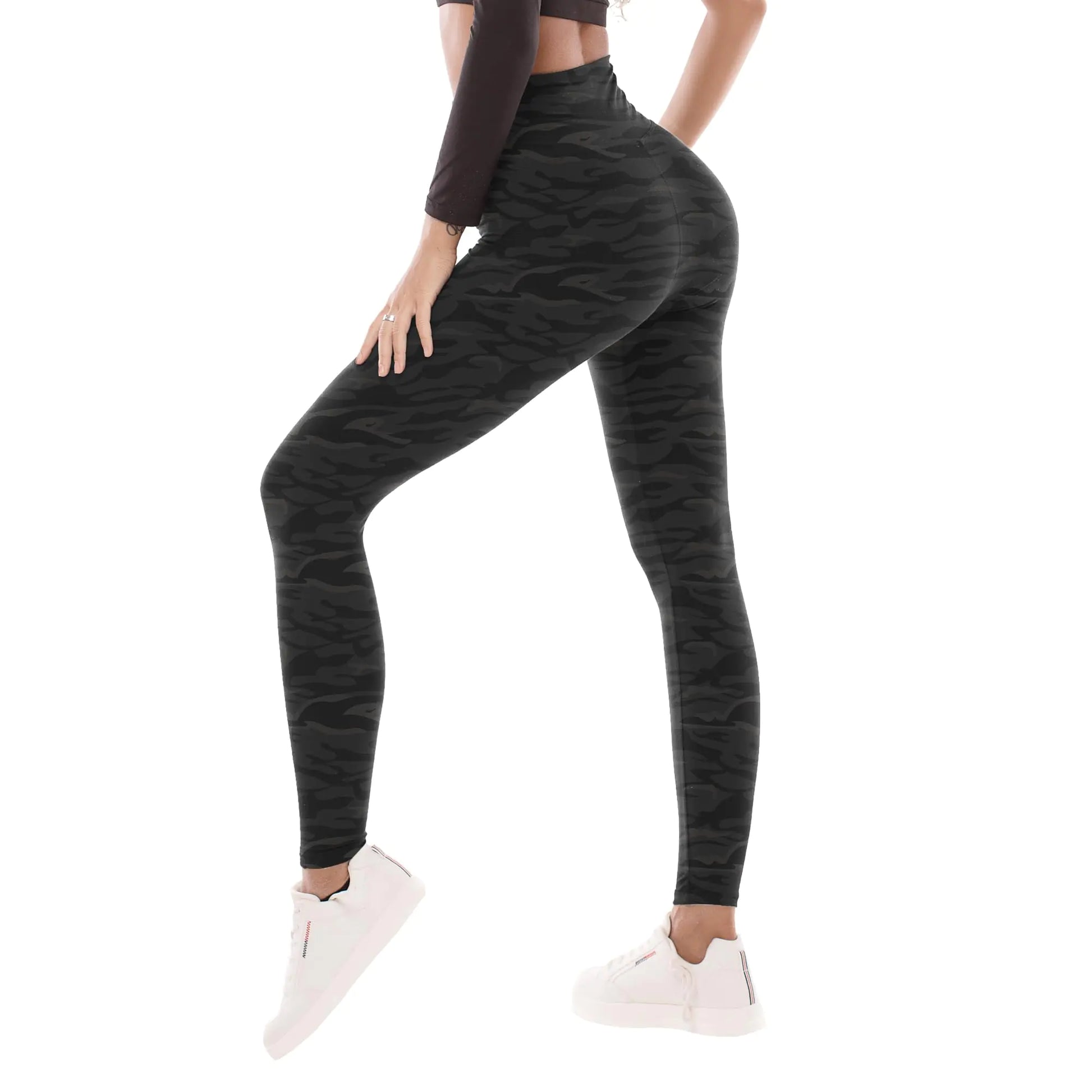 Black Camo Leggings for Women -High Waisted