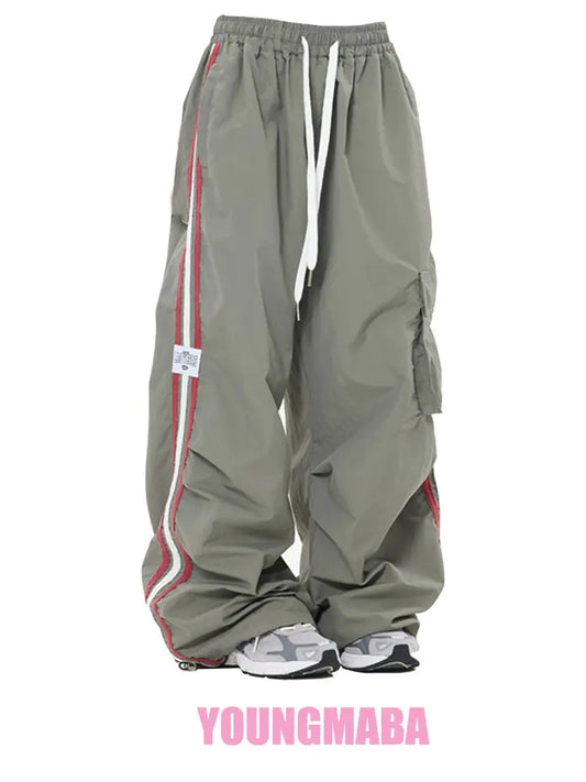 Y2K Women Cargo Pants | Wide Fit | Green / Black